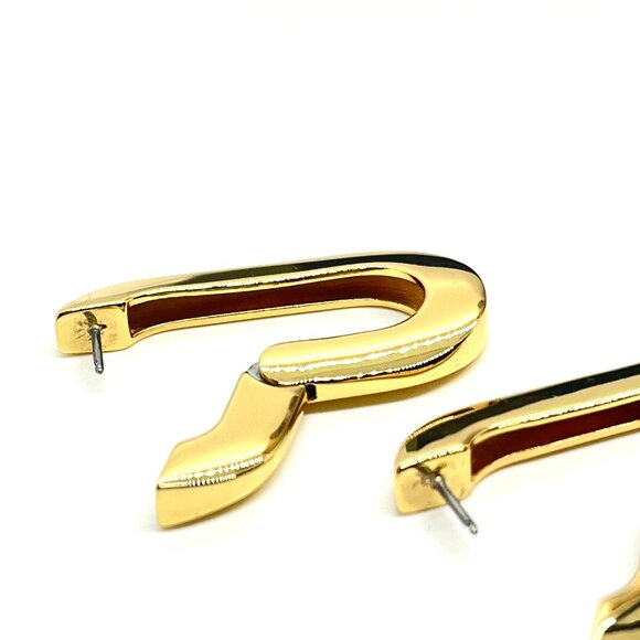 JENNY BIRD MEGA U-LINK EARRINGS Gold Modern Chunky Hoop Statement Sculptural - Picture 14 of 15